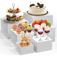 6pcs Multi-Size Food Riser Set 5~10″ Acrylic Stands for Buffet & Dessert Display