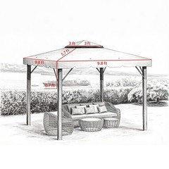 Gazebo Canopy Replacement Roof Cover 9.8′ x 9.8′ Fits 9.7′ Frame