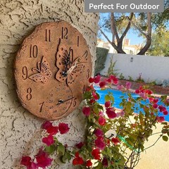 Hanging Wall Clock, Includes a Thermometer, Ideal for Indoor and Outdoor Use, Wo