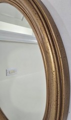 Vintage 1980s Traditional Oval Wood in Gold Frame Wall Mirror 30.5″X24.5″