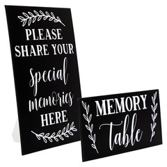 Juvale Rectangular Memory Table Signs – Easel for Funeral Medium, Black
