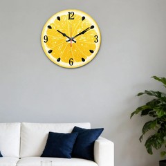 Lemon Slice Pattern Wooden Silent Wall Clock No Battery Holiday Home Decors
