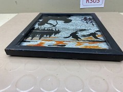 Vintage Aluminum Native American Indian hunting ducks in canoe Framed Wall Art