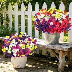 12 Bundles Mixed Artificial Flowers – 336 UV Resistant Silk Morning Glory & Euca