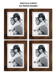(4-pack) 5×7 Stonewashed Walnut Linear Wood Photo Frames-Sold As a Set of 4 Only