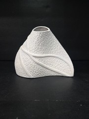 Organic White Vase Textured Wavy Triangle Unique Minimalism MCM