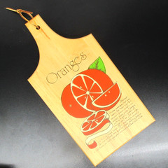 Vintage 70s Oranges Cutting Board Leather Tie Kitschy Wall Decor Kitchen