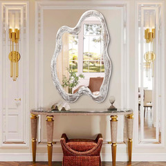 Large Irregular Wooden Wall Mirror 32″x24″ Vintage Decor for Any Room