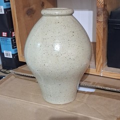Threshold Studio McGee Speckled Beige Stoneware Vase, Decorative Watertight .