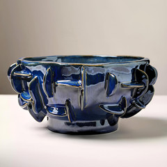 New Artisan Porcelain Centerpiece Bowl or Cachepot in Cobalt Blue 14″