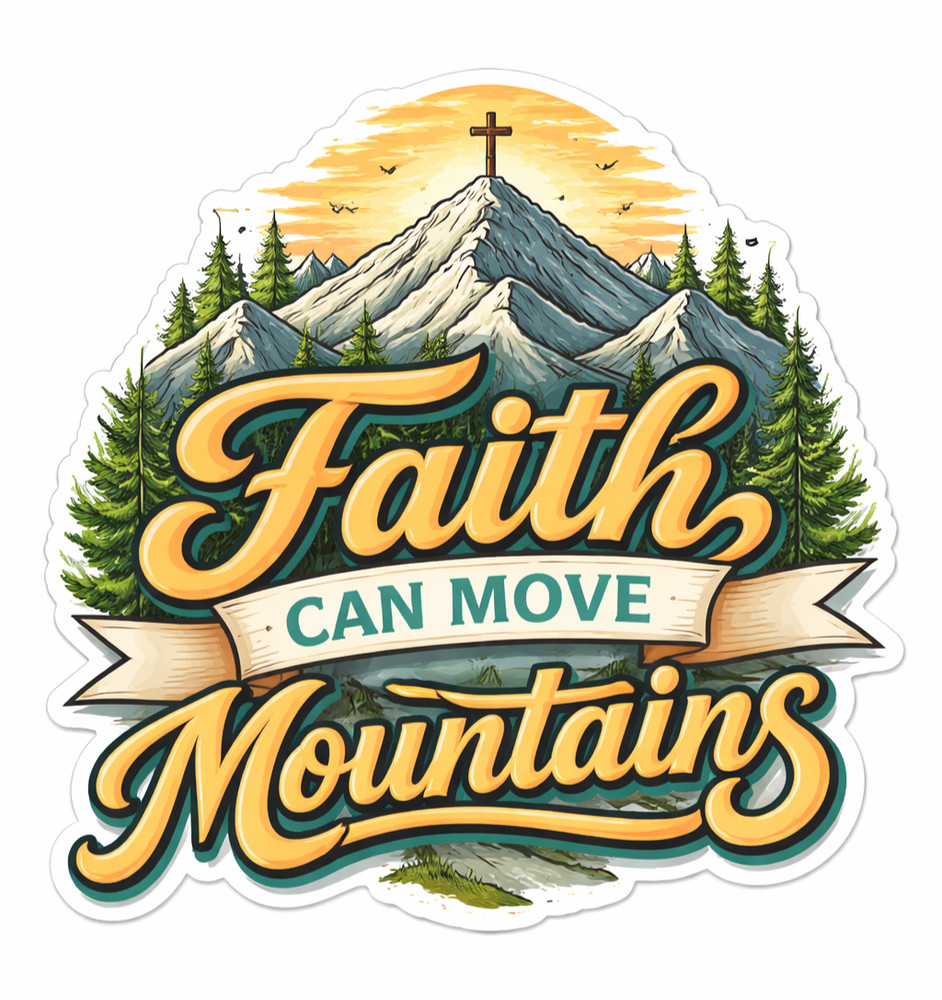 Christian Cross Vinyl Decal Sticker Religious Jesus Faith Moves Mountains 09