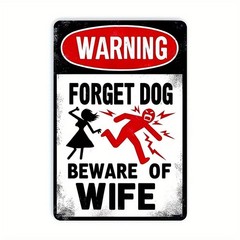 Metal Warning Sign Iron F 2D Novelty Aluminum Sign 12×8 Inches Dogs Beware