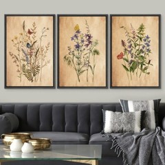 Wall26 Vintage Wildflowers Framed Wall Art Boho Floral Canvas Prints