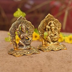 Laxmi Ganesh Set Idol Showpiece Metal Gold Plated Statue For Home Decor 5»