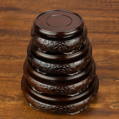 Ebony Wooden Base Embossed Bonsai Flowerpot Display Stand Pedestal Vintage Decor