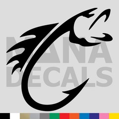 Fish Hook Vinyl Die Cut Decal Sticker – Bass Angler Sport Fishing