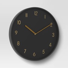 16″ Luxe Wall Clock Black/Brass – Threshold