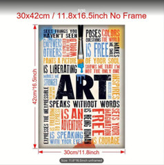 Canvas Wall Art ART SPEAKS WITHOUT WORDS Quotes,Classroom11 8” x 16.5” 208