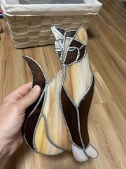 Vintage 1981 Signed Siamese Cat Stained Glass Suncatcher