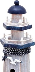 Wooden Lighthouse Decor, 10.25Inch Decorative Nautical Lighthouse Rustic Ocean S