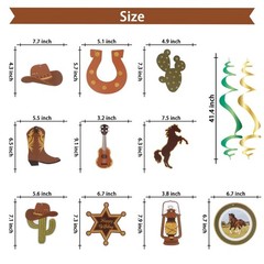 10PCS Western Cowboy Party Swirls Streamers – Western Theme Birthday Hanging …