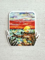 Sunrise over Coast Sticker, ACEO Sunrise over Ocean Sticker, Decal, Waterproof