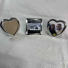 Prinz & Downing Street Silver Metal Picture Frames Set of 3 Heart & Square 4×4