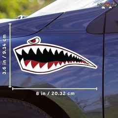 Shark Mouth Teeth Vinyl Decal Set Military Bomber Style Sticker For Auto 8 Inch