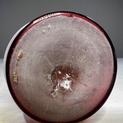 Ruby Red Bohemian Glass Vase Gold Deer and Bird Design Bud Vase Decor Handblown