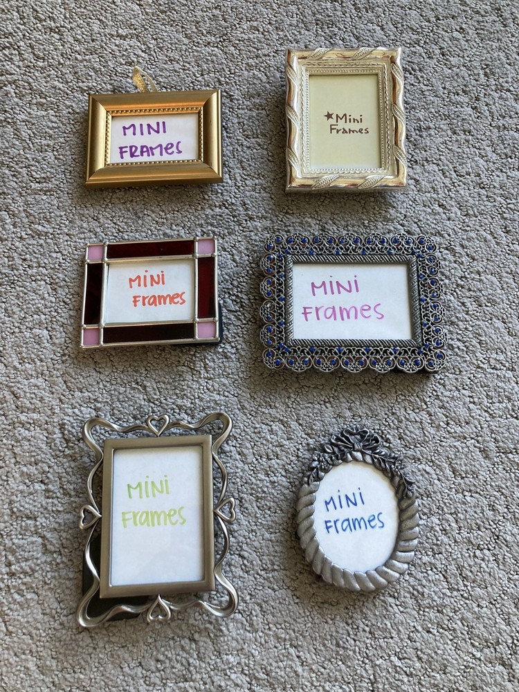 Assortment Of 6 Mini Picture Frames – 5 Rectangular & 1 Oval – All Pre owned