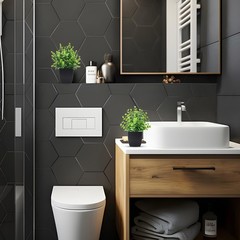 ZJIA 2 Pack Small Fake Plants Black Bathroom Accessories for Home Bedroom