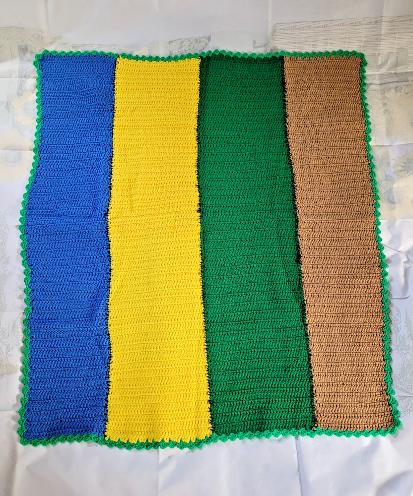 Handmade Colorblock Afghan OOAK 46 in x 38 in