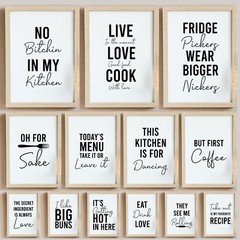 Kitchen Dining Room Prints Posters Fun Text Quotes Home Decoration Gift