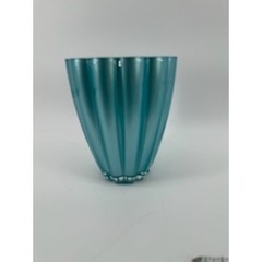 Teleflora Gift Vase Teal Green Ribbed Scalloped Flower Holder Home Decor