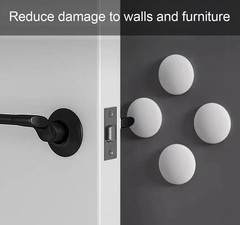 Door Stoppers (6 Pcs) Door Stops Wall Protector. 2″ White Silicone Door Bumpers