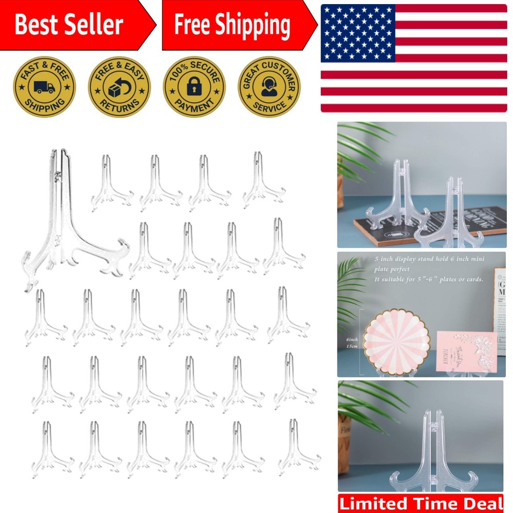 Versatile 5″ Foldable Easels for Stunning Displays – Clear Plastic, 24 Count