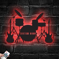 Personalized Music Band Metal Sign with LED, Custom Music Room Name Decor