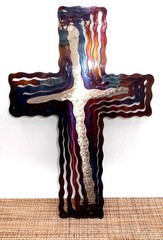 Jeweled Steel Spiral CROSS 2006 Laser Cut Hanging Wall Art David Broussard 12″