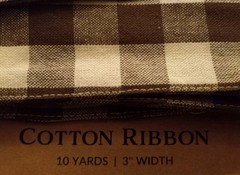 1) NEW Large Primitives by Kathy Brown & Cream Plaid Cotton RIBBON 10 Yards 3”