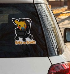 Pichu Baby On Board Decal – Cute Kawaii Anime Car Sticker – Vinyl Window Decal