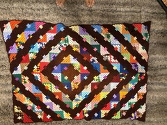 Afghan Blanket 4’ X 3’ Brown Multicolor Vintage Handmade.