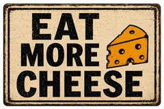 Eat More Cheese Vintage Metal Sign Funny Kitchen Farmhouse Decor