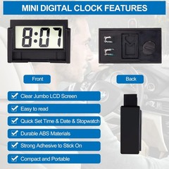 New 3 Pack Mini Digital Clock Small Adhesive Stick On Easy To Read Large Numbers
