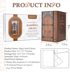 DIY Book Nook Kit for Adults, Infinite Magicspell Library Booknook with Flame Il