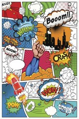 Comic Book Super Hero Sound Effects Retro Cool Wall Decor Art Print Poster 12×18