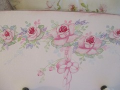 Shabby Chic Style Hand Painted Large Wood Panel Hanger with Porcelain Knobs