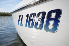 BLUE RAISED BOAT REGISTRATION NUMBERS • 3D DOMED DECALS • BOAT & JET SKI • WATER