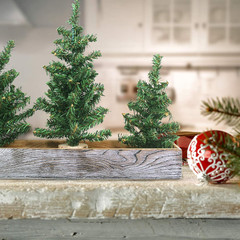 3 Pack Mini Canadian Pine Trees with Wood Bases Artificial Miniature