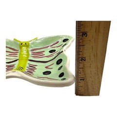 Butterfly Ceramic Hand Painted Signed Trinket Soap Dish Whimsy Jewelry Holder