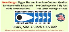 5 Neighborhood Crime Watch Vinyl Stickers Removable Low Glue No Residue 3.5X2.5